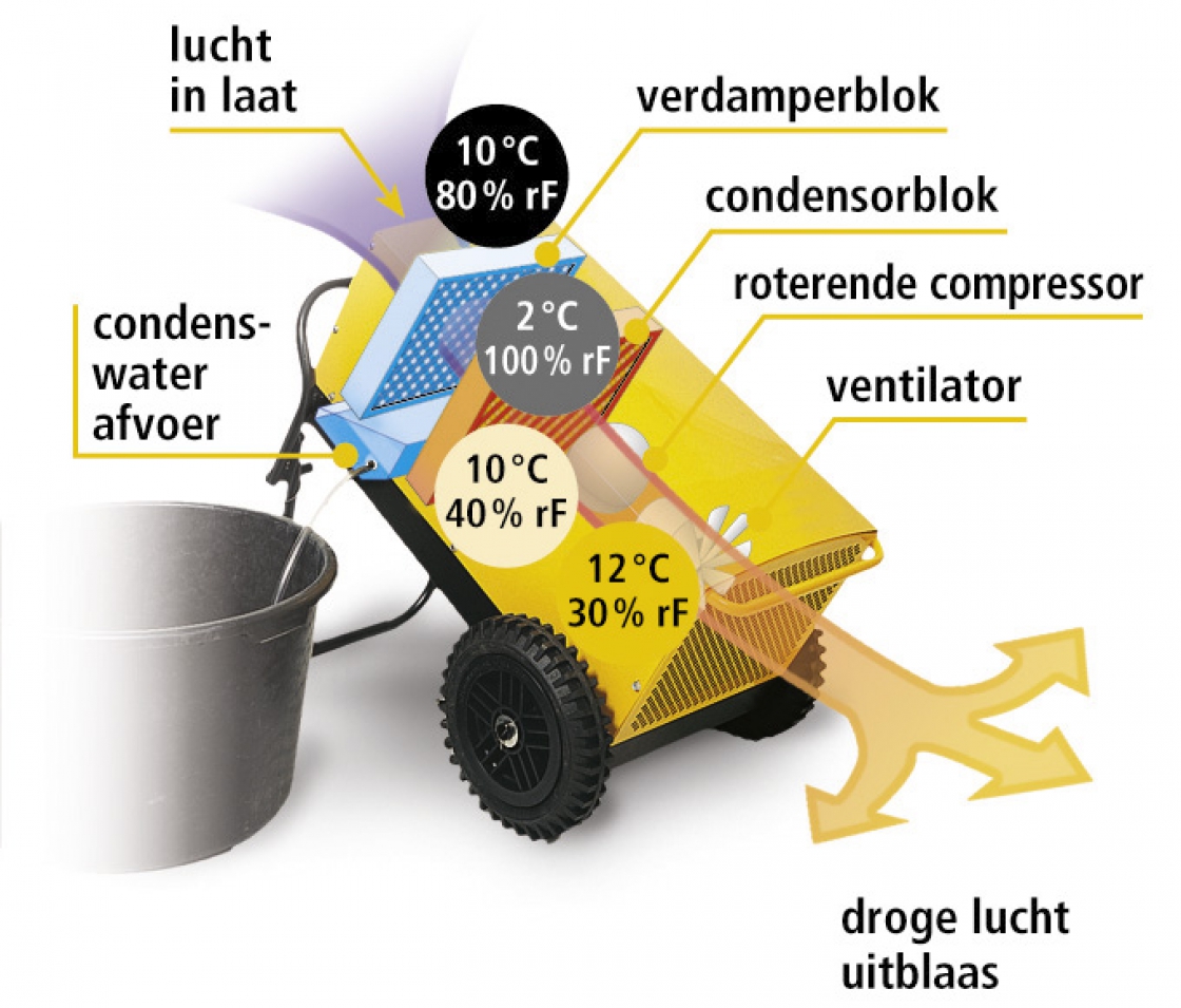 The condensation principle of a building dryer